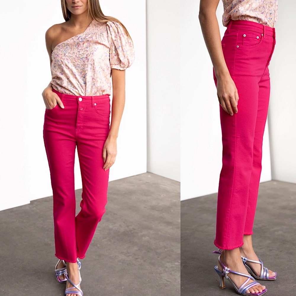 NWT CLOSED Denim Brand Hi Sun Jean in Raspberry Pink size 24!